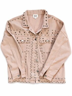 BiBi Blush Pink Studded Jean Jacket